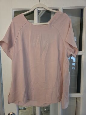 Ann Taylor Light Pink Short Sleeve Relaxed Blouse - Size L